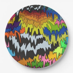 Assiettes En Carton Motif de trippage Super coloré à goutte liquide