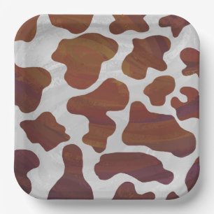 Assiettes En Carton Motif de vache rose et blanche