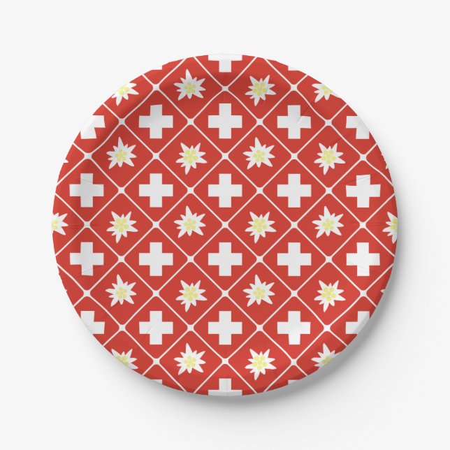 Assiettes En Carton Motif d'edelweiss de la Suisse (Devant)