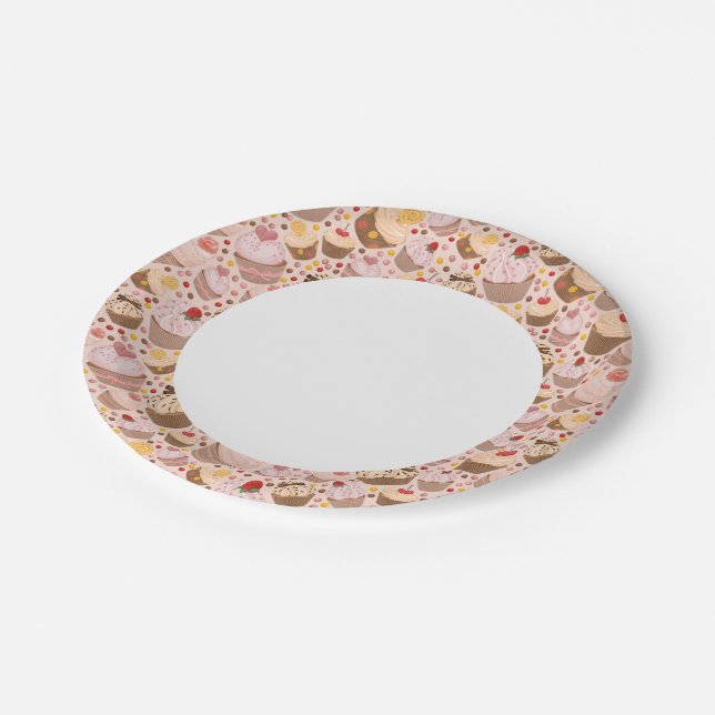 Assiettes En Carton Motif des gâteaux de fête (Angle)