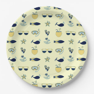Assiettes En Carton Motif des icônes estivales tendance