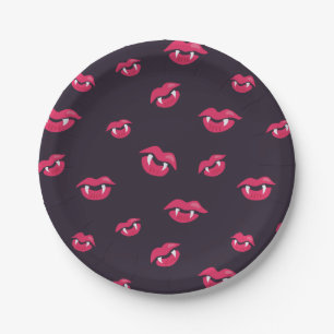 Assiettes En Carton Motif des lèvres et des crocs de vampire