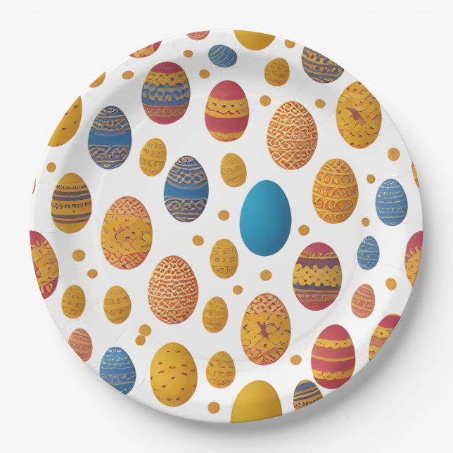 Assiettes En Carton Motif des oeufs de Pâques (Devant)