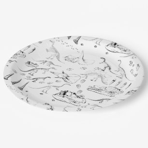 Assiettes En Carton Motif des os fossiles de dinosaures
