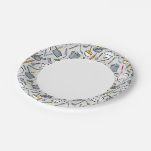 Assiettes En Carton Motif des outils de cuisine