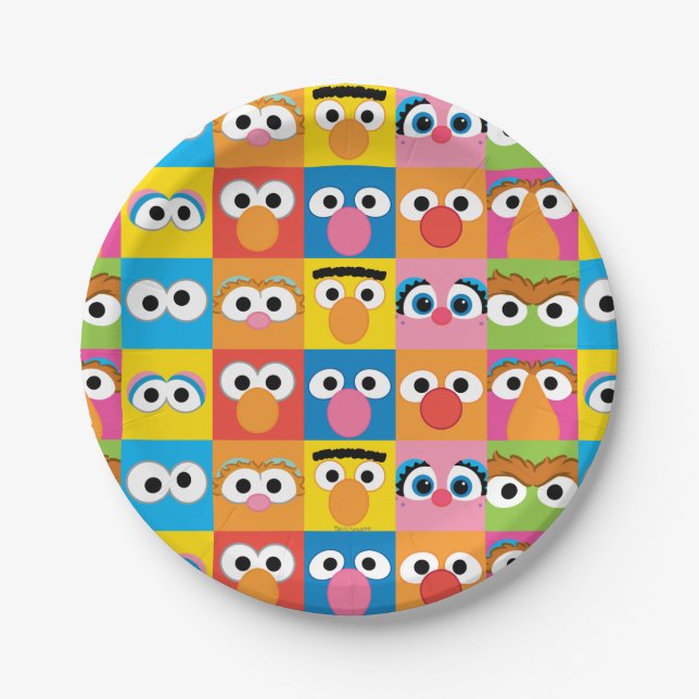 Assiettes En Carton Motif des yeux de caractère de rue Sésame (Devant)
