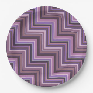 Assiettes En Carton Motif d'escaliers à rayures mauve