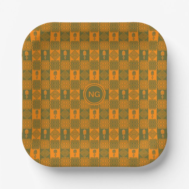 Assiettes En Carton motif d'ethnie africaine (Recto)