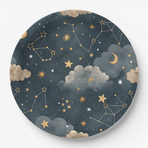 Assiettes En Carton Motif d'étoile de constellation céleste (5)