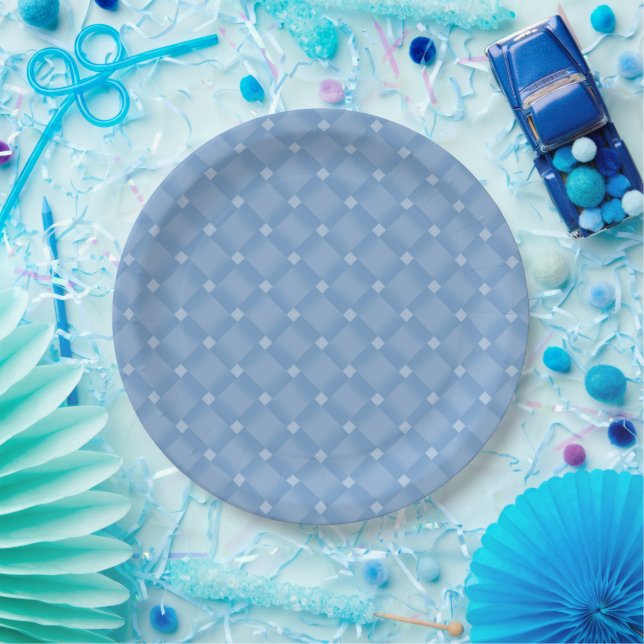 Assiettes En Carton Motif Diamant bleu (Fête)
