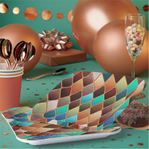 Assiettes En Carton Motif Diamond coloré