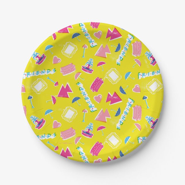 Assiettes En Carton Motif d'icône Neon FRIENDS™ (Devant)