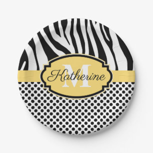 Assiettes En Carton Motif d'impression et de points Zebra