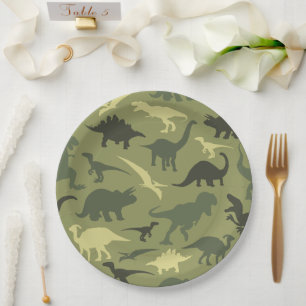 Assiettes En Carton Motif Dinosaure, Silhouette Dinosaure, Dino Vert