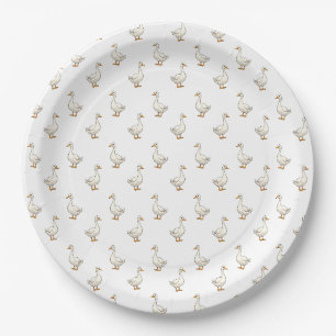 Assiettes En Carton Motif d'oie blanche mignonne