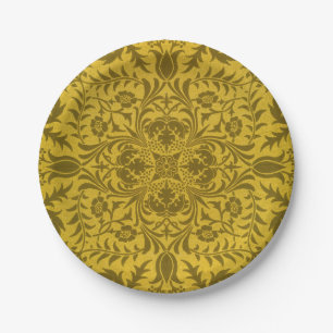 Assiettes En Carton Motif doré jaune vigne sans couture de William Mor