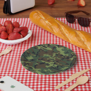 Assiettes En Carton Motif du Camouflage Vert, Motif militaire, Armée