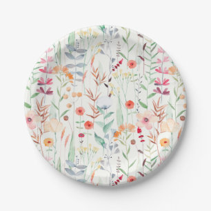 Assiettes En Carton Motif du jardin de fleurs Pastel
