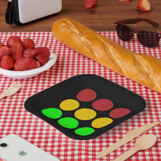 Assiettes En Carton Motif du signal d'avertissement du feu de circulat (Pique-nique)