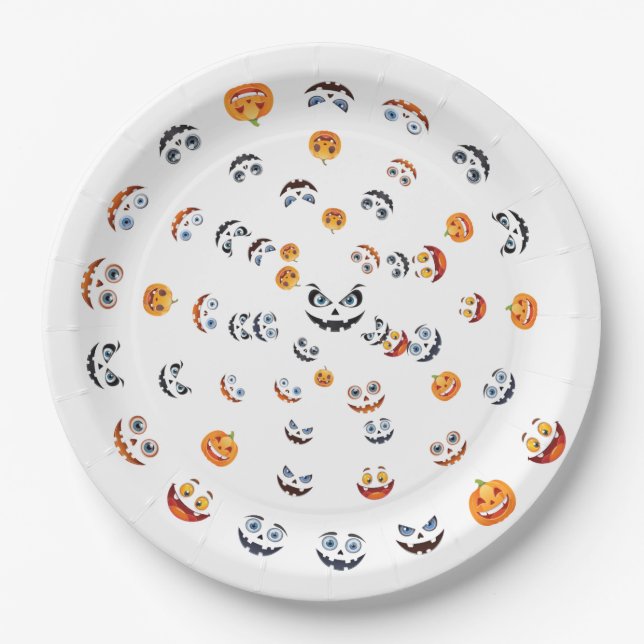 Assiettes En Carton Motif Éffrayant Halloween (Devant)