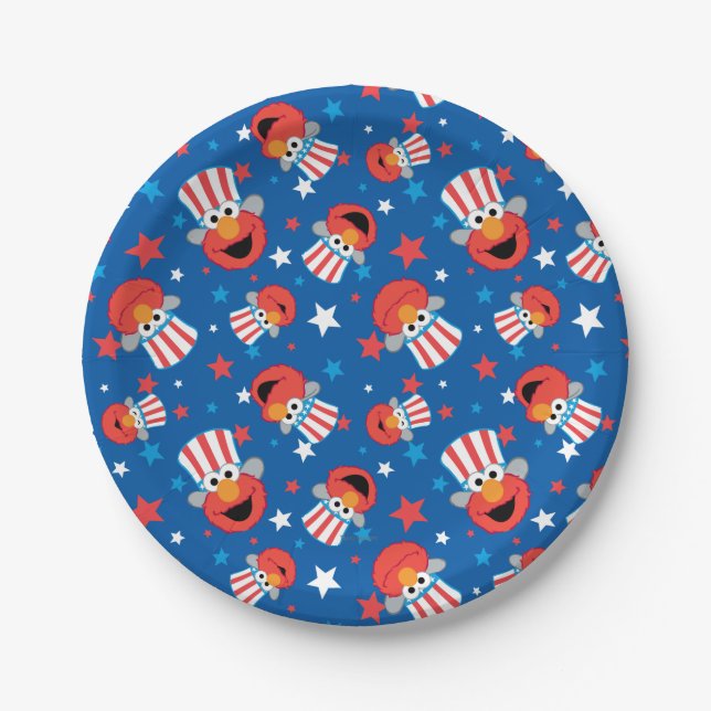 Assiettes En Carton Motif Elmo Patriotique (Devant)