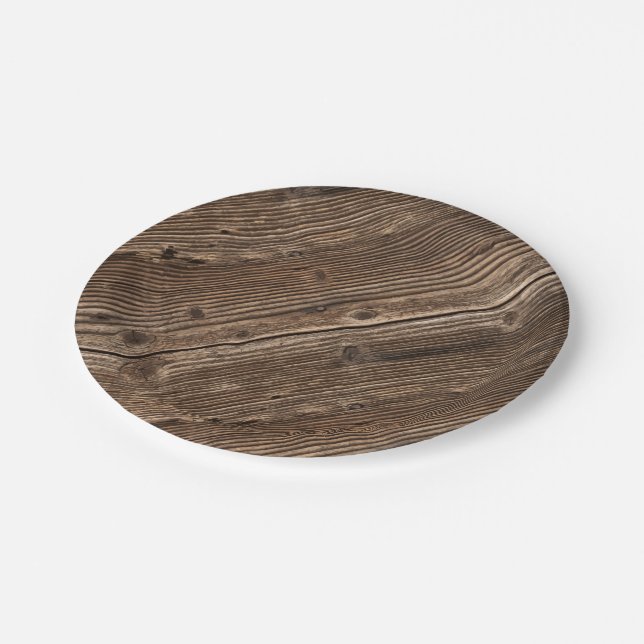 Assiettes En Carton Motif en bois de pays (Angle)