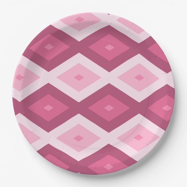 Assiettes En Carton Motif en diamant rose (Devant)