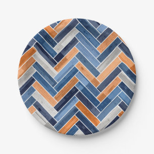 Assiettes En Carton Motif en squelette dans Navy Blue and Orange