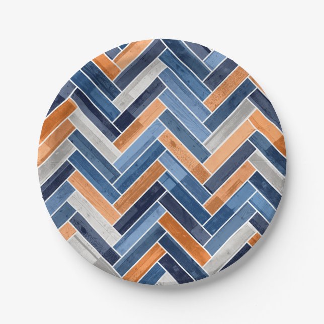 Assiettes En Carton Motif en squelette dans Navy Blue and Orange (Devant)