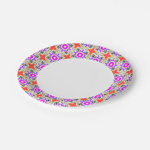 Assiettes En Carton Motif ethnique avec motifs marocains