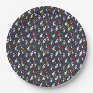 Assiettes En Carton Motif étoiles chat renard homme espace cosmique