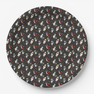 Assiettes En Carton Motif étoiles chat renard homme espace cosmique