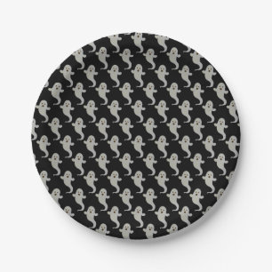 Assiettes En Carton Motif fantôme noir et blanc classique