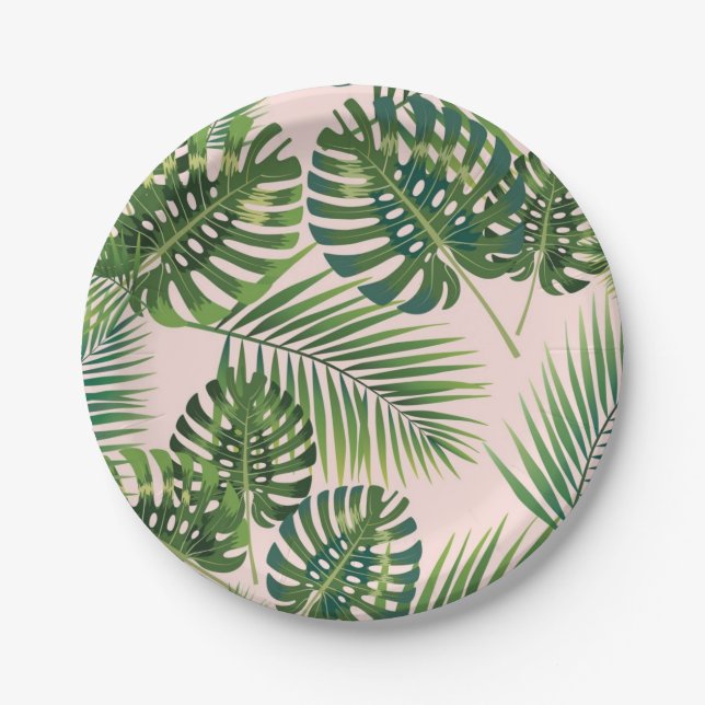 Assiettes En Carton motif feuille (Devant)