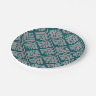 Assiettes En Carton Motif feuille carré Turquoise neutre