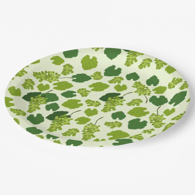 Assiettes En Carton Motif Feuille de raisins et de raisins (Angle)