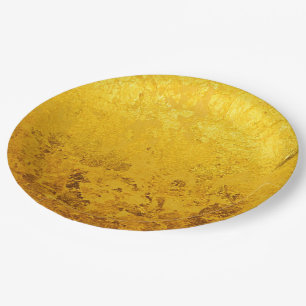 Assiettes En Carton Motif FEUILLE D'OR PUR + votre texte / photo