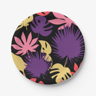Assiettes En Carton Motif feuille tropical sans couture