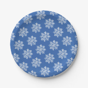 Assiettes En Carton Motif flocon de neige bleu Noël vacances d'hiver 
