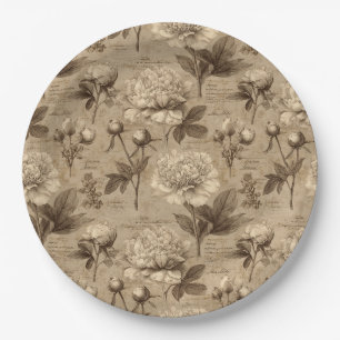 Assiettes En Carton Motif floral botanique vintage (2)
