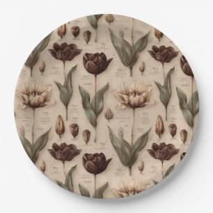 Assiettes En Carton Motif floral botanique vintage (6)