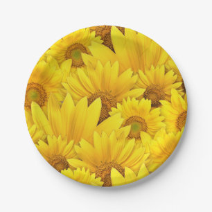 Assiettes En Carton Motif floral de marguerite jaune lumineuse de