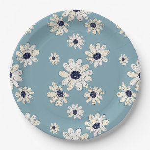 Assiettes En Carton Motif floral de marguerite minimaliste (2)