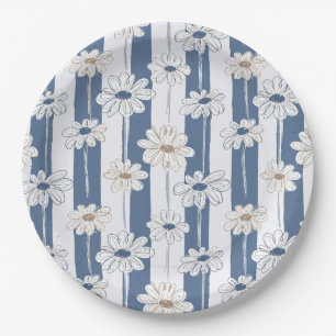 Assiettes En Carton Motif floral de marguerite minimaliste (3)