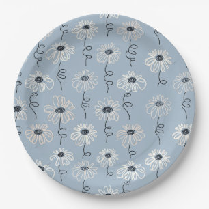 Assiettes En Carton Motif floral de marguerite minimaliste (7)