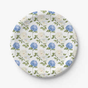 Assiettes En Carton Motif floral d'hortensia bleu