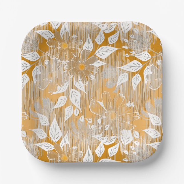 Assiettes En Carton Motif floral élégant.  (Recto)