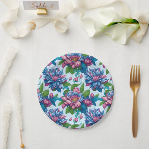 Assiettes En Carton Motif floral : folie de dahlias -