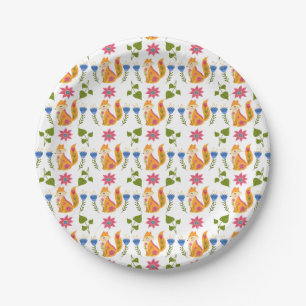 Assiettes En Carton Motif floral rusé assez en pastel