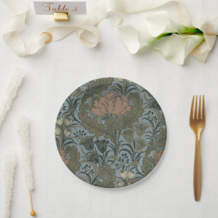 Assiettes En Carton Motif floral victorien antique terre cuite sauge